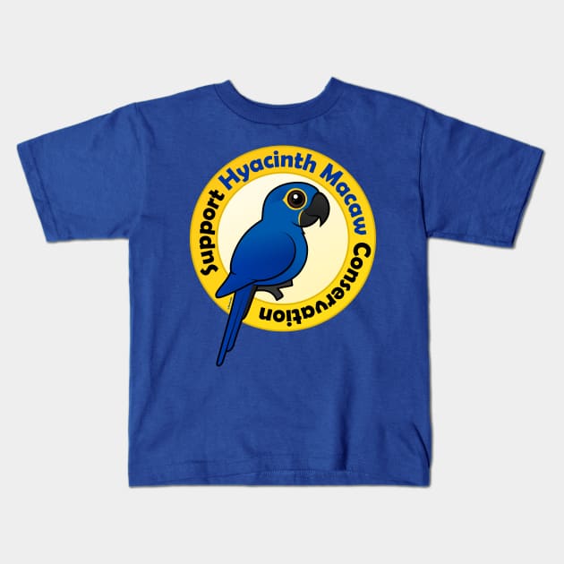 Support Hyacinth Macaw Conservation Kids T-Shirt by birdorable